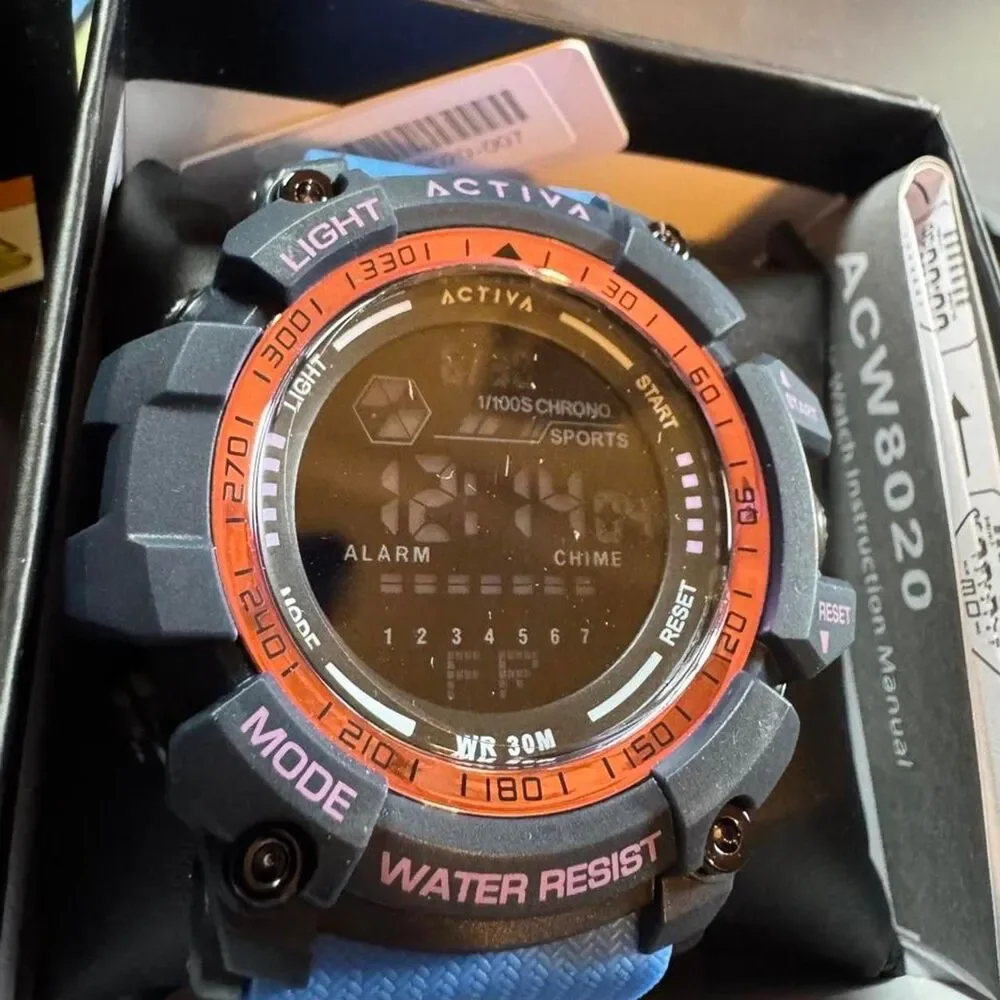 Activa Digital Watch Orange Face Sports